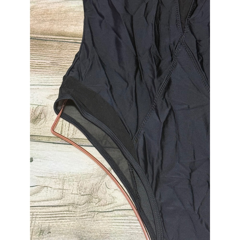 CUPSHE Black Mesh Panel One-Piece Swimsuit  Chic Sheer Detail Size M - Picture 6 of 13
